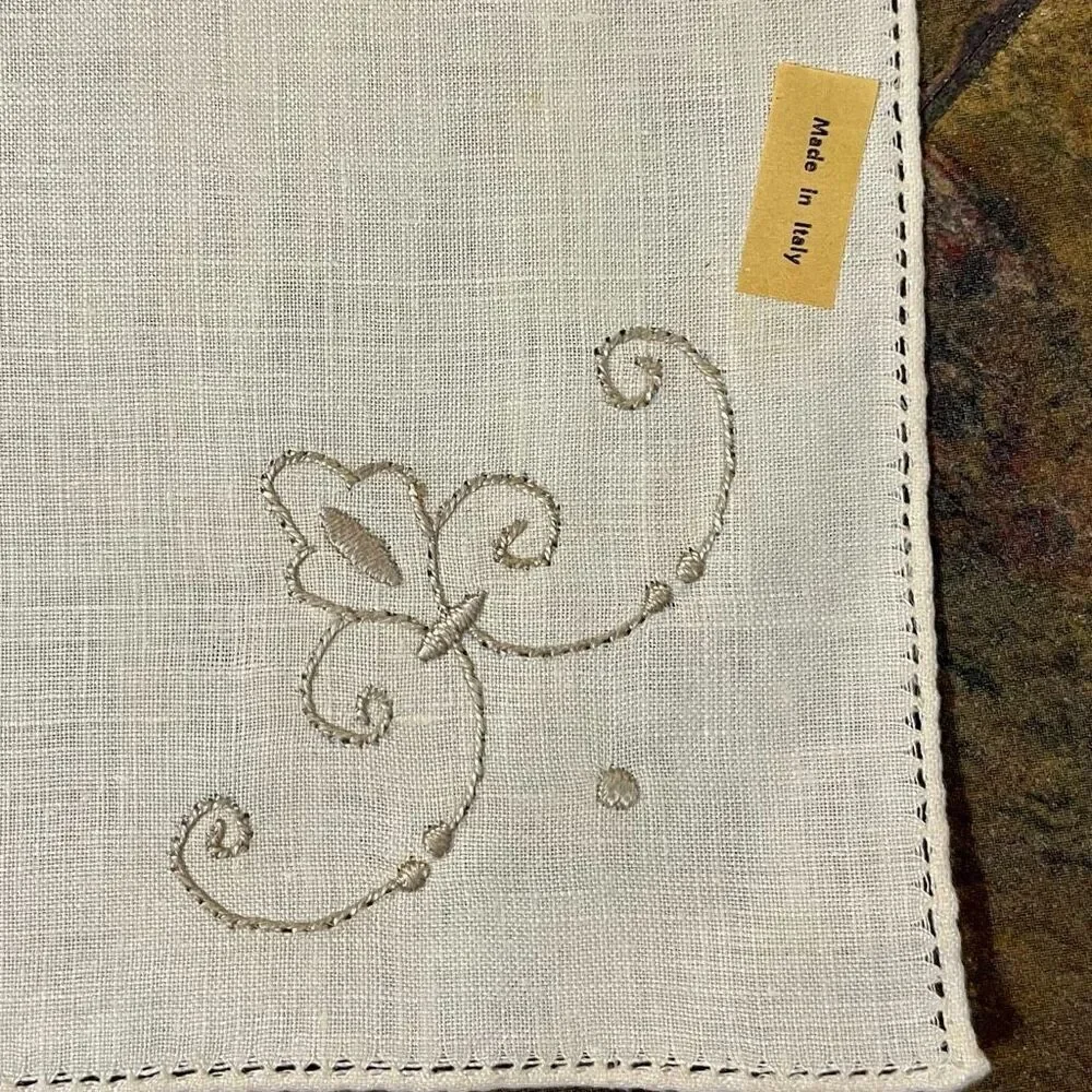 Italian Embroidered Cloth Napkins Set of 11